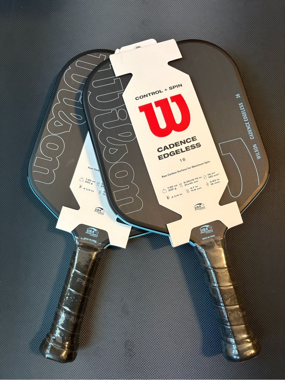 Wilson Cadence Edgeless Pickleball Paddle - Black with Teal Accents